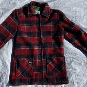 Vintage 60's Canadian Camper Coat Bell Shirt Co Plaid Wool / Mohair